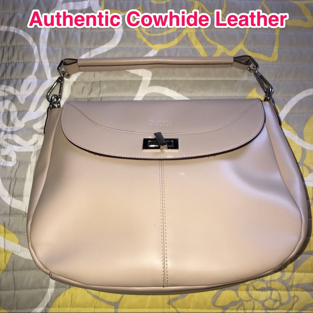 Classic Cowhide Leather Nude Handbag